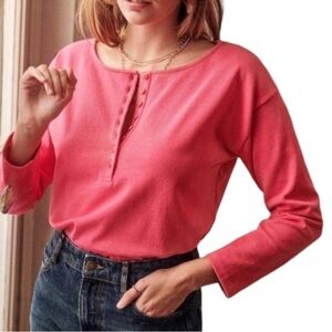Sézane Gatsby pink Henley Top s m